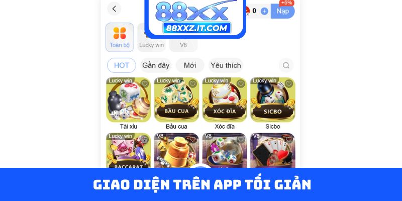 Giao diện trên app tối giản, đầy đủ tính năng